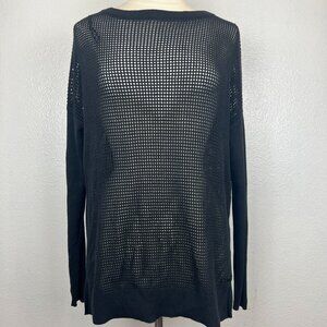 Sweaty Betty London Black Open Knit Open Back Cape Sweater Size Small
